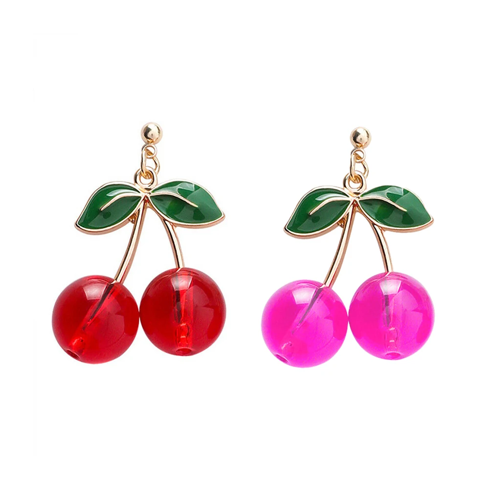 

Woman Violet/Rose Red Earrings Cherry Girl Jewelry Korean Girl Personality Gift Female French Romantic Boucle D'oreille Ear Stud