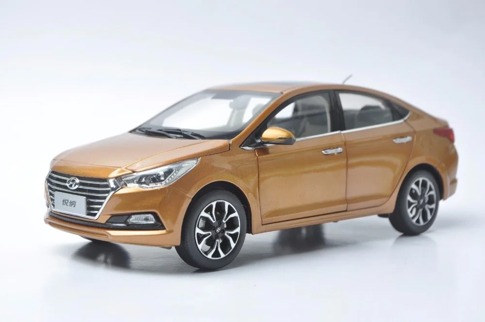 1:18 литая модель для Hyundai Verna Solaris 2016 оранжевая игрушечная машинка из сплава