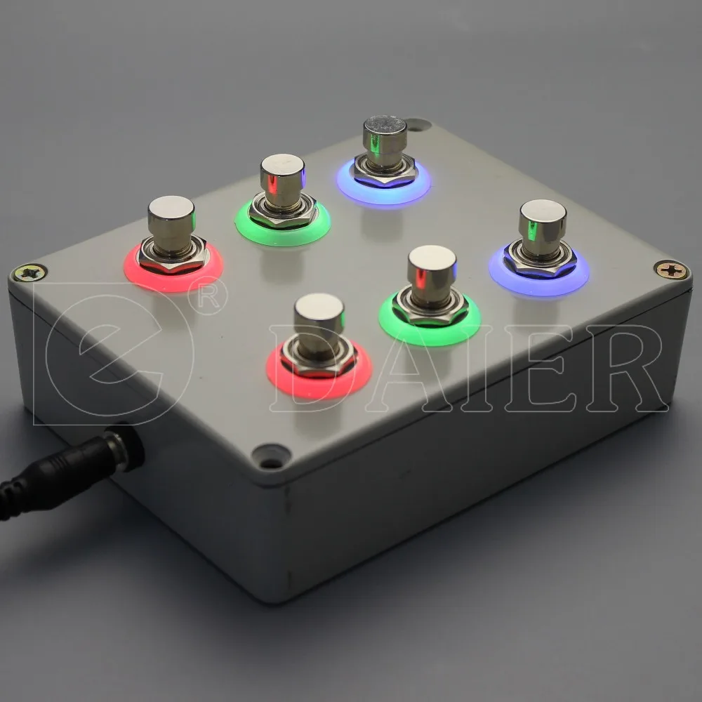 bi-colour LED 3PDT illuminated blue guitar foot pedal switch 10PCS PBS-24-302-N2