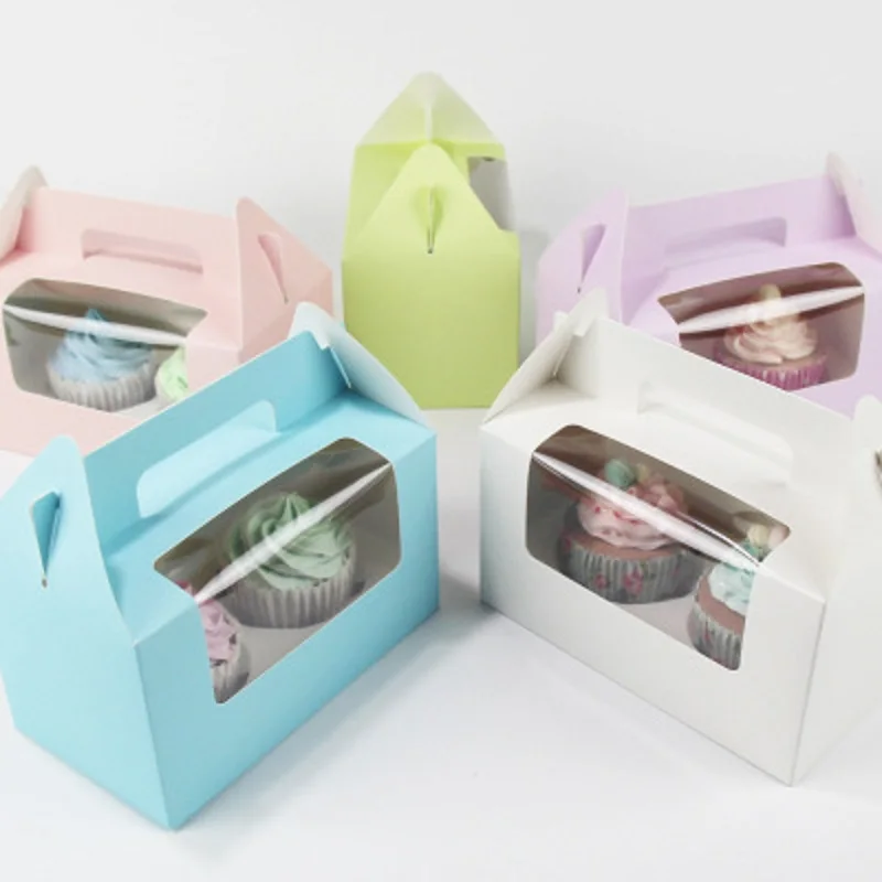 500pcs Card Paper Party Cupcake boxes, Cake Packaging Boxes holder 2pcs