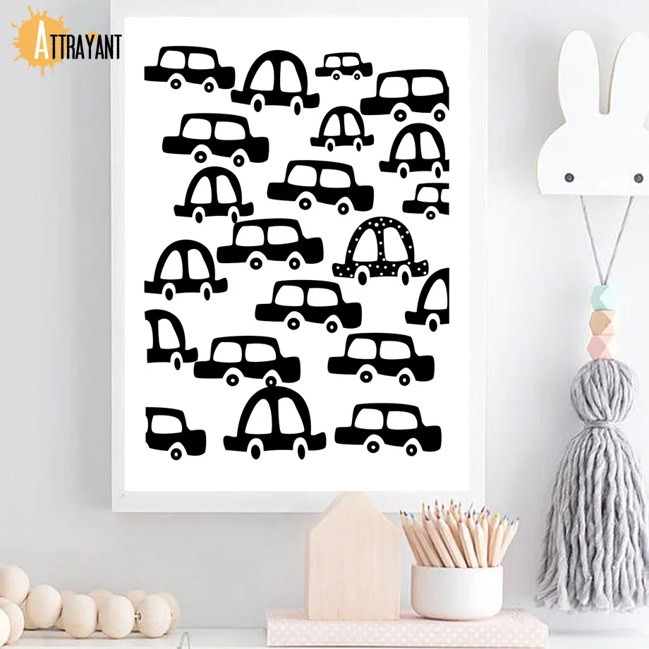 Car Black White Silhouette Abstract Wall Art Canvas Painting Nordic Posters And Prints Wall Pictures For Living Room Home Decor