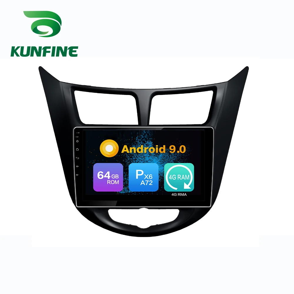 Android 9,0 Ram 4G Rom 64G PX6 Cortex A72 автомобильный DVD gps мультимедийный плеер стерео для hyundai Verna/Accent/Solaris 2010