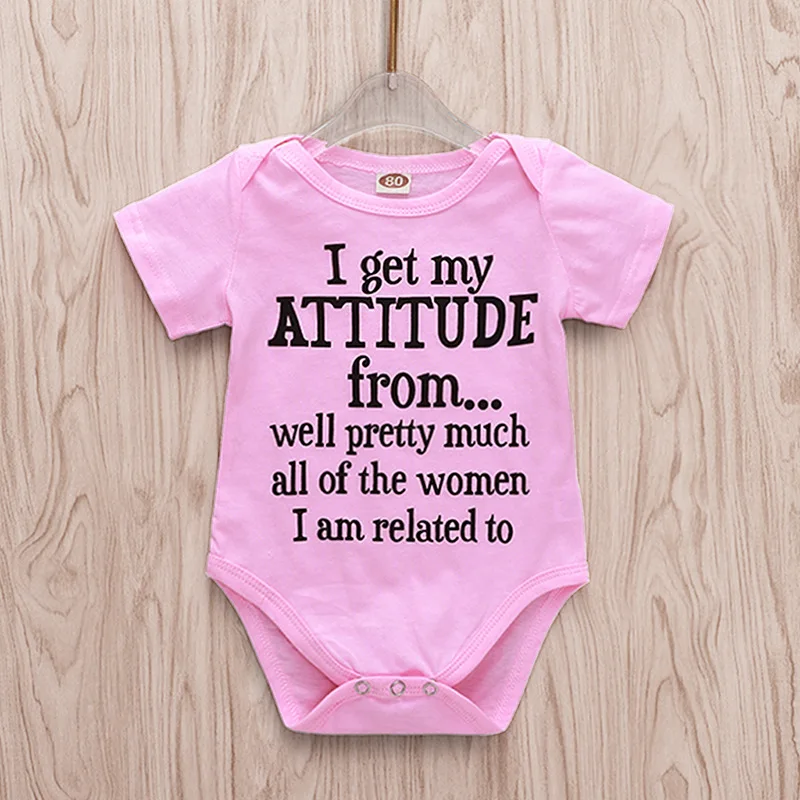 

Tiny Cottons 2019 Baby Onesie Letter Print I Get My Attitude From Newborn Onesie Pink Short Sleeve Baby Girl Bodysuits Summer