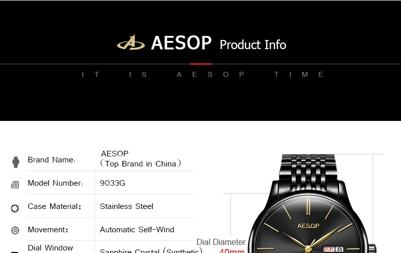 AESOP платье для мужчин часы для мужчин автоматические механические сапфировое стекло наручные часы нержавеющая сталь мужские часы Relogio Masculino 46