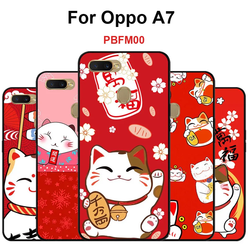 Чехол для Oppo A7 Капа крышка удача кошка противоударный мягкий ТПУ чехол-накладка 6,2 ''высококачественный защитный чехол для Oppo A7 7 PBFM00 чехол для телефона оболочки Coque