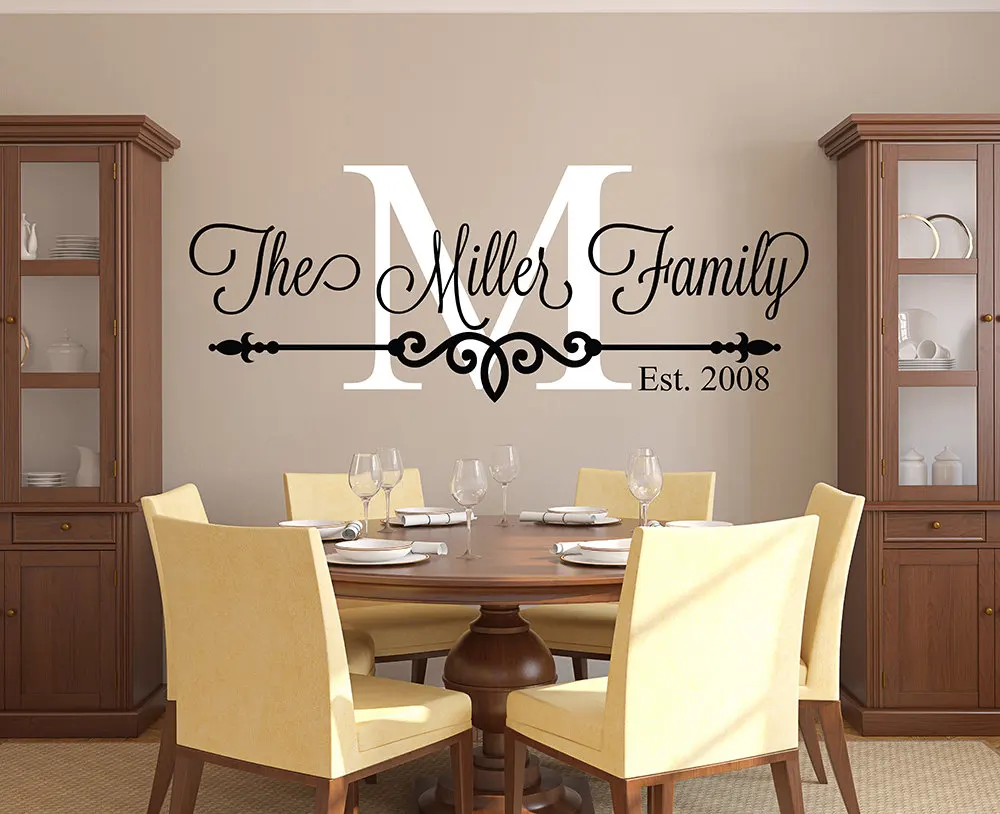 Customize Family Name Wall Decal Personalized Family Monogram Living 