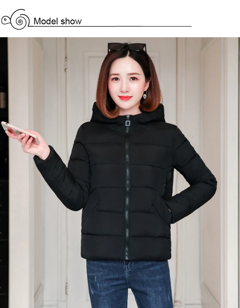 Women Winter Autumn Casual Jacket Black Red Stand Collar Padded Outwear Female Coat Short Parka Casaco Feminino