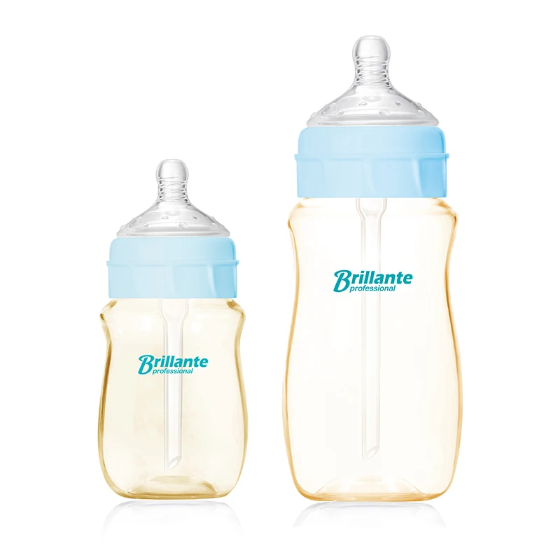 

New Brillante PPSU Anti-colic Baby Feeding Bottles Blue Milk Bottle 160ml 240ml 0-6m/6m+ Newborn Baby Milk Bottle Straw Cup