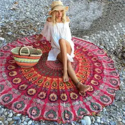 Новый европейский район печати круговой пляжный коврик одеяла йога коврик песок ткань шали Полотенца бикини летнее платье