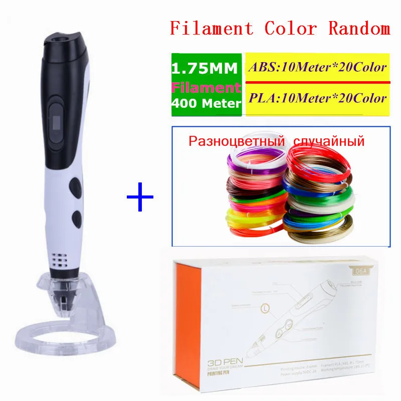 

Original 3D Printer Pen Can Add 1.75MM Filament 10M x20Color ABS+ 10M x20Color PLA 3D Print Pen 3D Pens For Kid Birthday Present