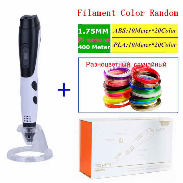 Special Price Original 3D Printer Pen Can Add 1.75MM Filament 10M x20Color ABS+ 10M x20Color PLA 3D Print Pen 3D Pens For Kid Birthday Present