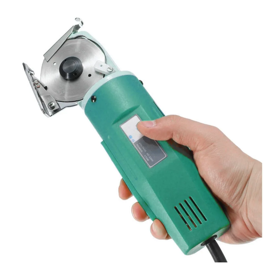 

Powerful Rotary Blade Electric Cloth Knife Fabric Textile Cutter Round 170W 220V Cutting Scissors Machine Tool Green US/EU Plug