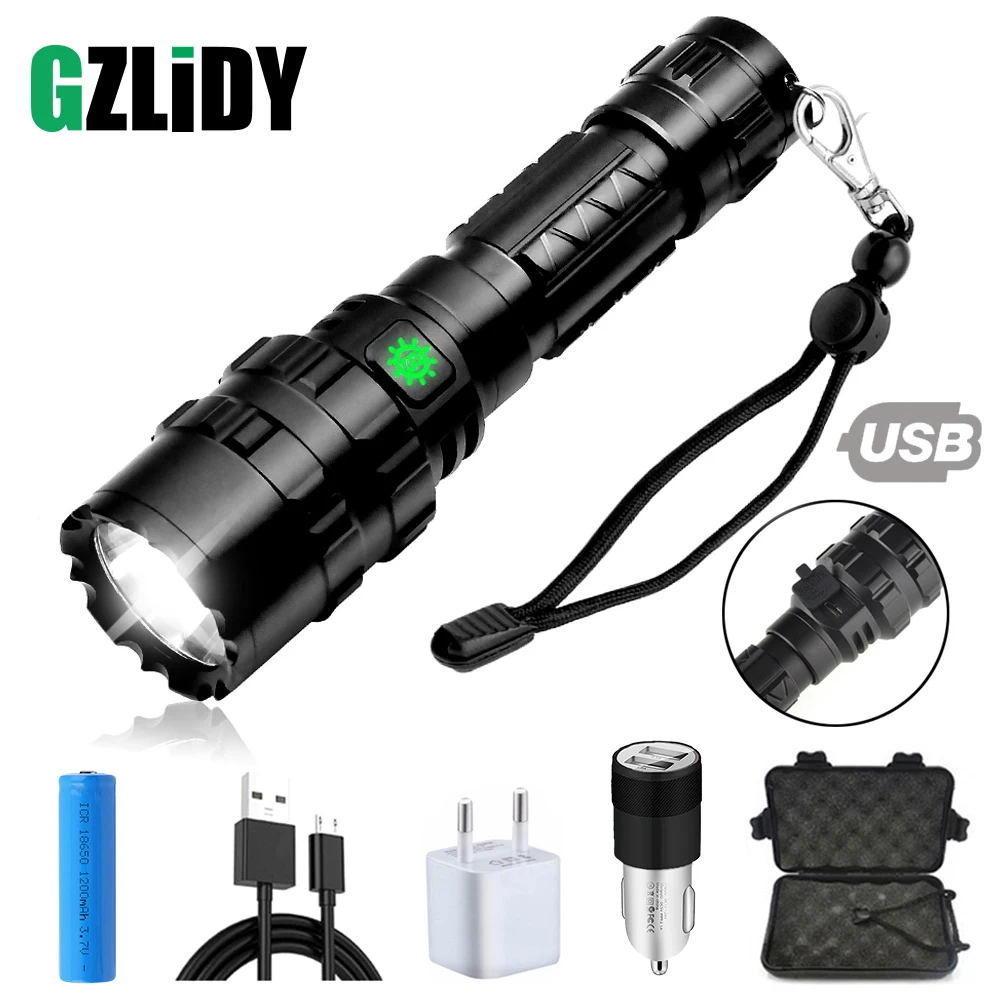 

Super bright waterproof LED Flashlight 5 lighting modes Aluminum alloy Torch Powered by 18650 battery Suitable for hunting, etc