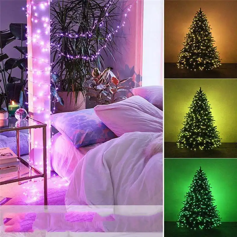 Solar Powered Copper Wire LED String Lights 10M Waterproof Fairy Light for Christmas Garden Holiday Decoration 100 led #2n14 (41)