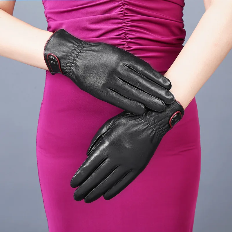 KUYOMENS новые женские модные зимние перчатки для женщин, более теплые шерстяные перчатки, женская перчатка под плащ, женские перчатки из натуральной кожи