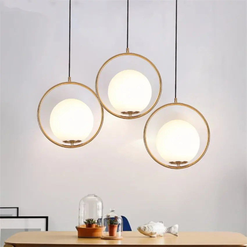

Nordic Italy Designer Pendant Light Loft Simpel Ring Living Room Cafe pendant Lamp Creative Studio Led Glass Ball Light Fixture