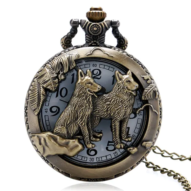 Bronze Vintage Dog Pettern Pocket Watch Women Men Watches Chain relogio Gift Bronze Vintage Dog Pettern Pocket Watch Women Men Watches Chain relogio Gift