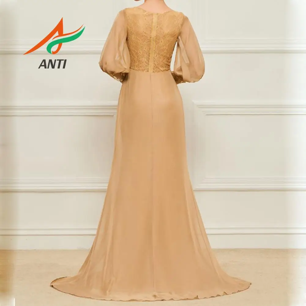 ANTI abiye 2019 Champagne Evening Dress Long Sleeves Woman Plus Size Formal Party Gowns Elegant Lace Tulle robe soiree in turkey ANTI abiye 2019 Champagne Evening Dress Long Sleeves Woman Plus Size Formal Party Gowns Elegant Lace Tulle robe soiree in turkey