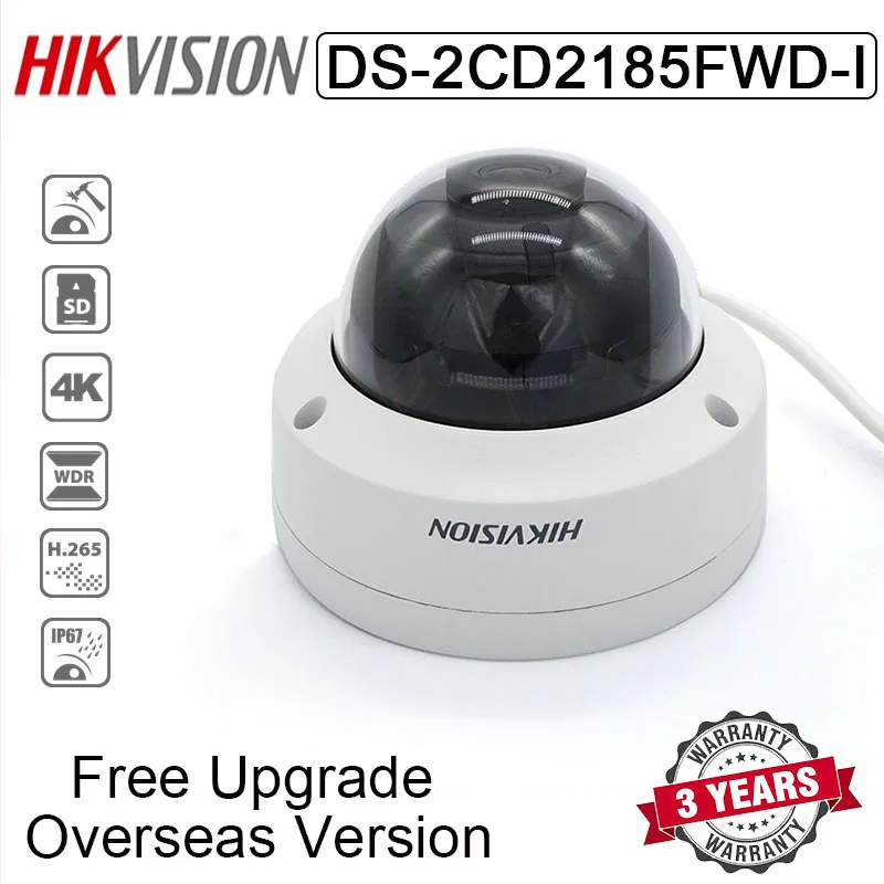 Hikvision DS-2CD2185FWD-I 8MP H.265+ мини купольная сетевая камера видеонаблюдения POE sd-карта слот 30 м ИК диапазон ip-камера