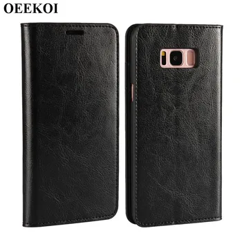 

OEEKOI Crazy Horse Genuine Leather Wallet Flip Case for Samsung Galaxy J4 Plus/A9 2018/A7 2018/J6 2018/A9 Star/S8 plus/Note 9
