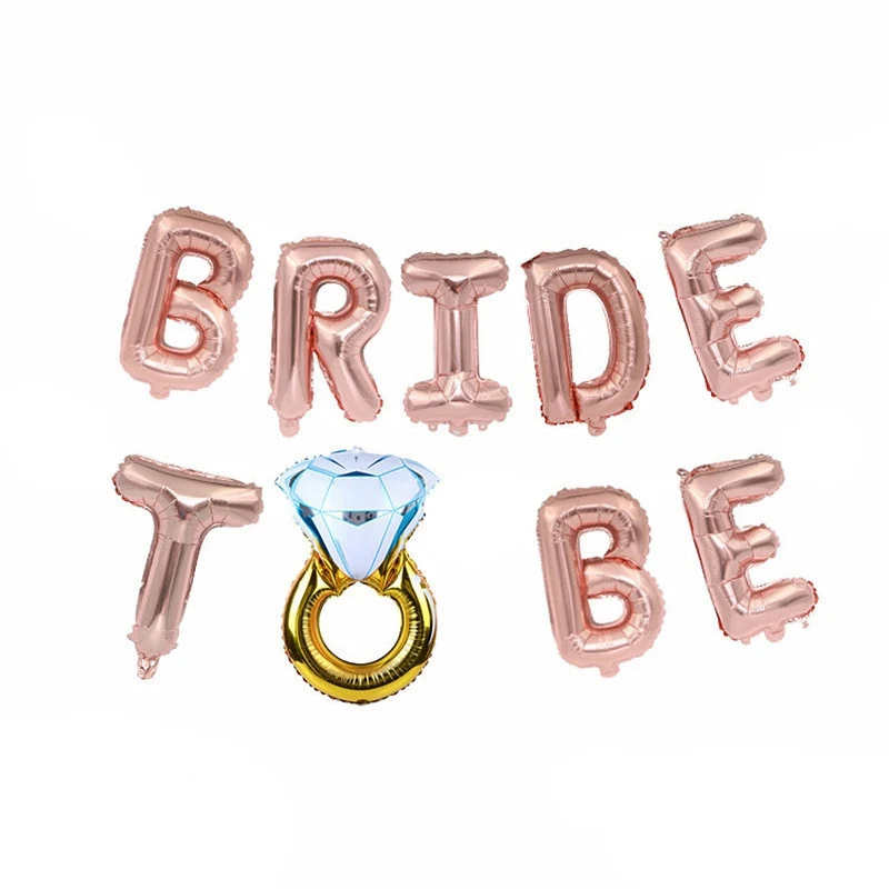 Wedding Bridal Shower 16inch Gold Silver Bride To Be Letter Foil Balloons Diamond Ring Balloon for Hen Party Favors Decoration