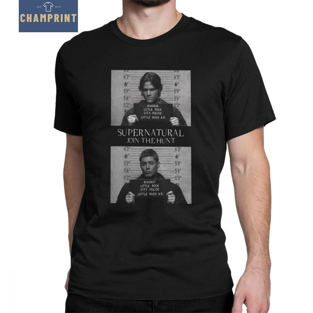 

Supernatural Tee Shirt Mugshot's Spn Brothers Angel T Shirt Men Plus Size Clothes Crazy T-Shirt O Neck Purified Cotton