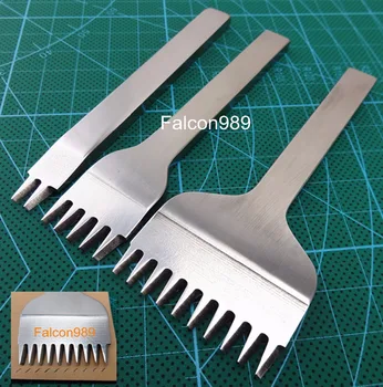 

4mm 2+5+10 prong French Style leather Craft Sewing Stitching Lacing Chisel Pricking Iron Punch Tool Set - Cutter Knife Edger Awl