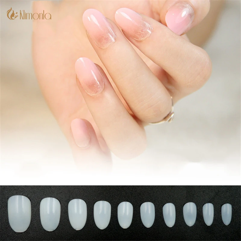 

500pcs/bag Natural Oval Head Acrylic False Fake Nail Tips UV Gel Professional Artificial Fingernails for Kids Manicure Beauty