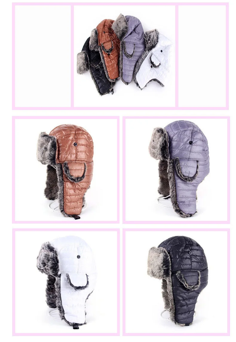 Новый Зимний Ловец Шапки для Для женщин Earflap Earmuff шапки унисекс русский Шапки Для мужчин Авиатор Hat Открытый насыщенный Белый Черный бомбер