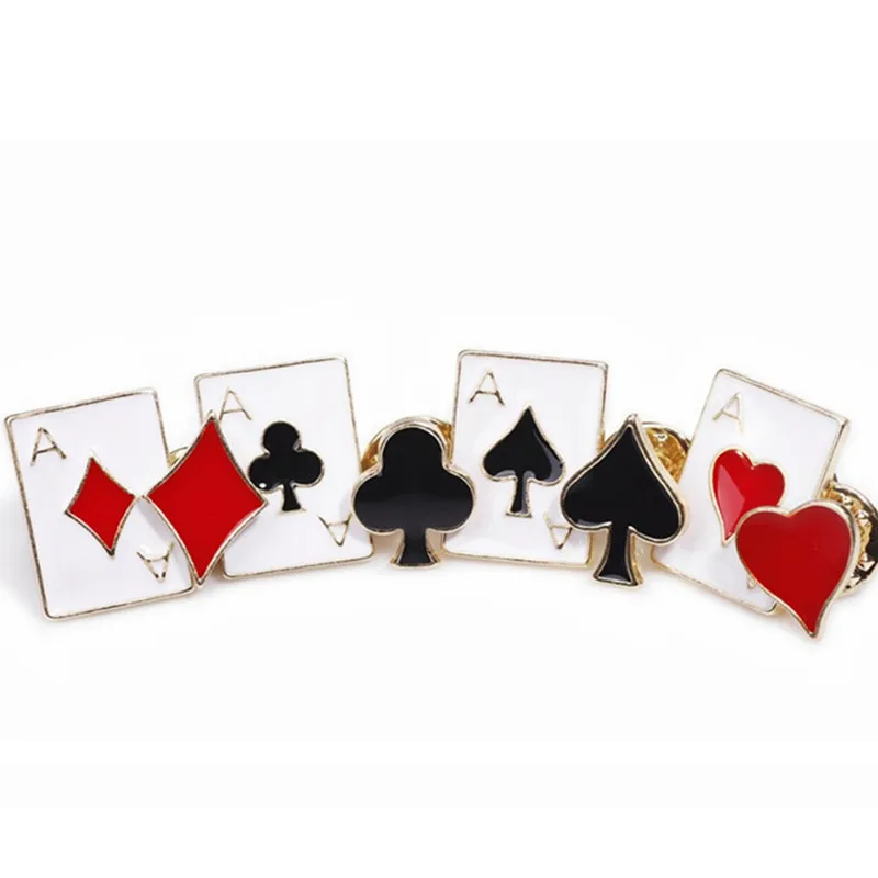 

8pcs/lot Playing Cards Metal Poker Set Spade Club Pins Enamel Brooch Jewelry Brooches For Women lapel Pin Men Accessories CY001