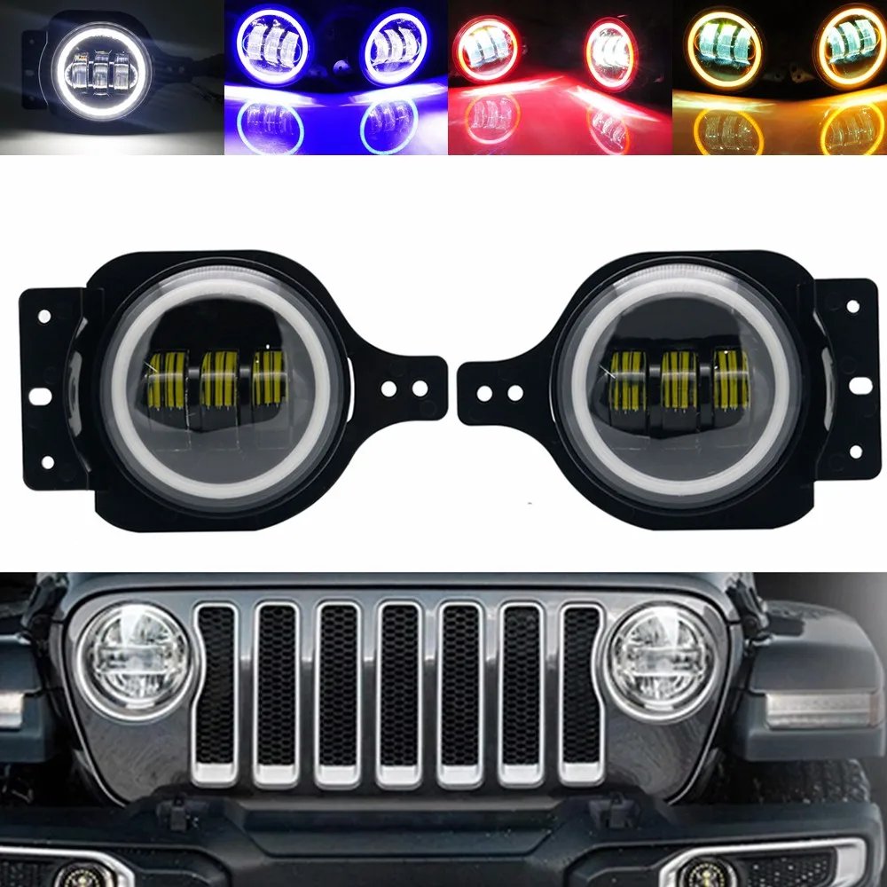 Светодиодный противотуманный фонарь Halo для Jeep Wrangler JL Chrysler Cruiser 4 дюйма светодиодный противотуманный фонарь для Jeep JL 10th anniversary бампер