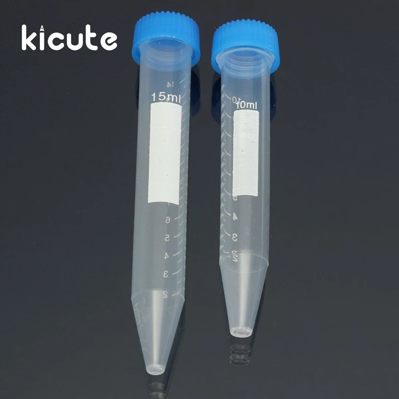

Kicute 10pcs 10ml or 15ml Plastic Centrifuge Test Tube With Screw Cap Vial Container Self Standing Pipette Laboratory Supply