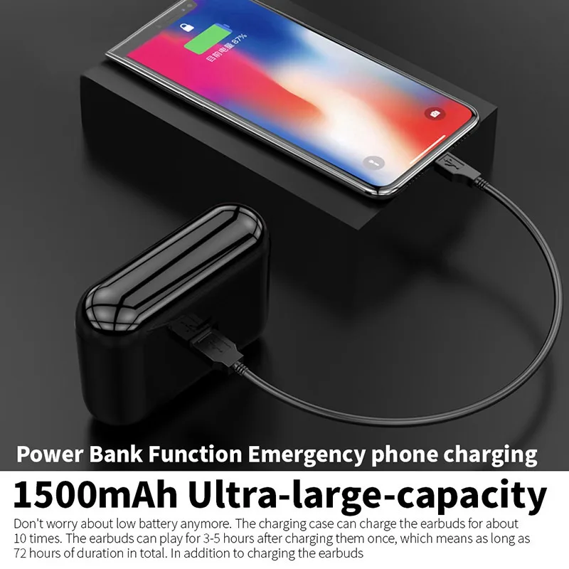 Vtin TWS Ture Earphones Wireless Bluetooth 5.0 Earbuds Waterproof TWS Headset Headphone with 1500mAh Charging Case 3D Stereo     (7)