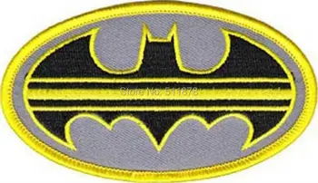 

4" Batman Shield Black Yellow Gray DC Comics Movie TV Series Costume Embroidered iron on patch Tshirt TRANSFER MOTIF APPLIQUE