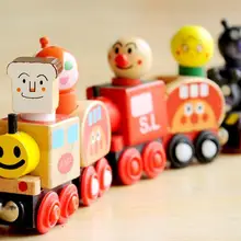 Деревянные машинки, магнитная 6 шт маленький поезд, магнитная с рисунком Супермена, пекарни, развивающие игрушки