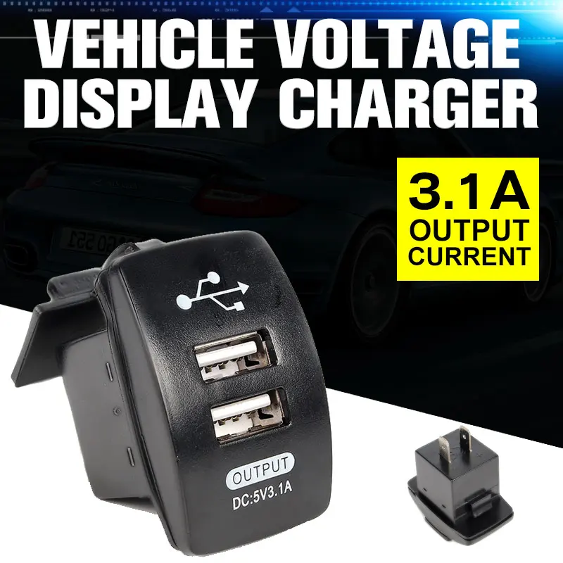 

white Dual USB Charger Car Motorcycle Cigarette Lighter Phone USB Charger LED Digital Display Voltage Meter Monitor 12V 24V 3.1A