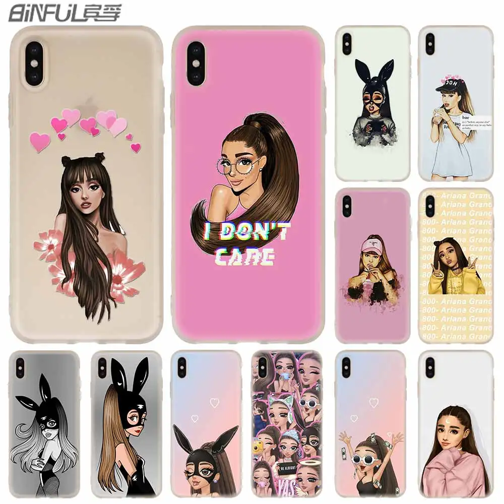 

Cases Silicone soft Cover for iPhone X XS Max XR 6 6S 7 8 Plus 5 4S SE xs xr Coque Ariana Grande