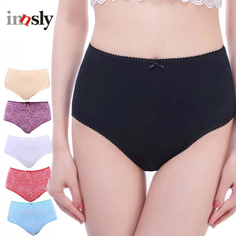 

Innsly Women High Waist Panties Cotton Underwear Soft Printing Briefs European Size