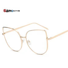 Большие размеры, женские металлические оправа для очков в стиле кошачьи глаза, фирменный дизайн, модные мужские очки с прозрачными линзами, очки, оправа для женщин