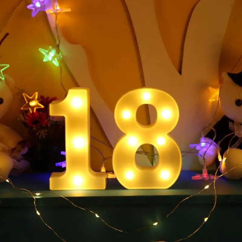 Креативный 3D буквенный номер светодиодный светильник знак алфавита теплый светильник Крытый настенный подвесной Ночная лампа, украшение подарок на день Святого Валентина
