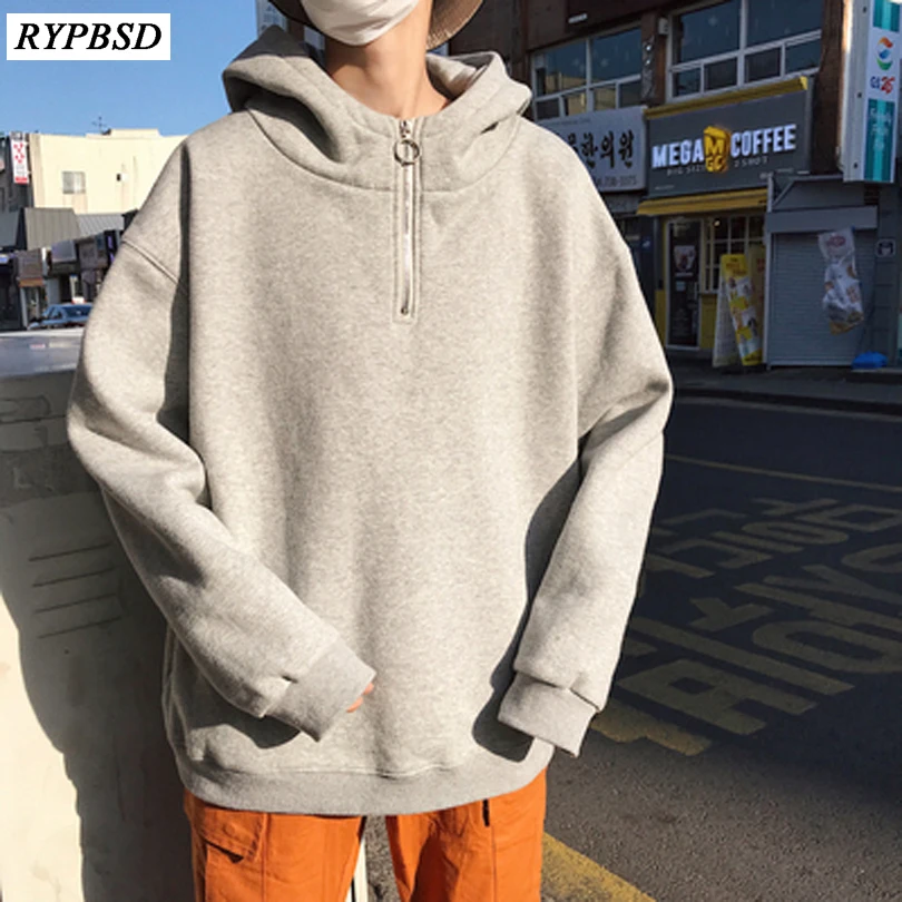 2019 г. новые зимние толстые Для мужчин Толстовка корейская мода Повседневное Твердые капюшоном флисовая толстовка человек хип-хоп Oversize Для