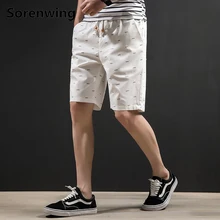 Лето Новое поступление повседневные пляжные шорты мужские хлопковые бермуды с эластичной резинкой на талии мужские шорты размера плюс для мужчин 5XL 19