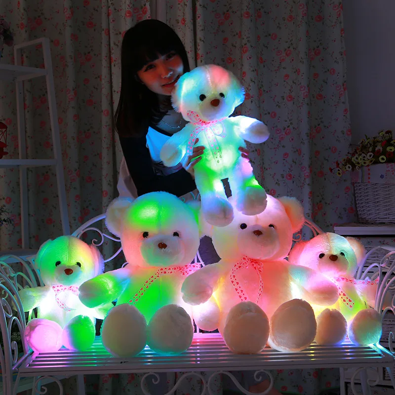 50 см креативный светильник, подушка, светящийся плюшевый мишка и музыка, мягкие животные, светодиодный плюшевый цветной плюшевый мишка, рождественский подарок для девочки