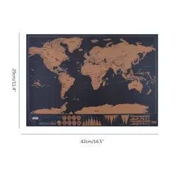 Стереть черный Скретч Карта мир стикер украшения нуля Плакат Мини Фольга Слои покрытие путешествия world царапинам Настенная карта