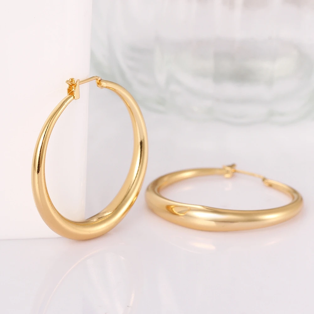 

Rose Gold / Gold color 35mm big Hoop Earrings Gold Statement Earrings Jewelry for Women Fashion Sexy Party Jewelry Factory Price