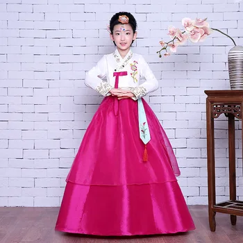 

Flower National Baby Girls Traditional Korean Clothing Children Dance Performance Clothes Cosplay Hanbok Dress Ancient Costume