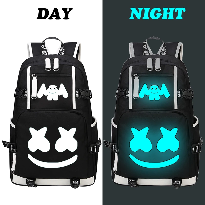 DJ Marshmallow рюкзак школьные рюкзаки для подростков мальчиков девочек школьные сумки USB многофункциональная дорожная светящаяся сумка для ноутбука