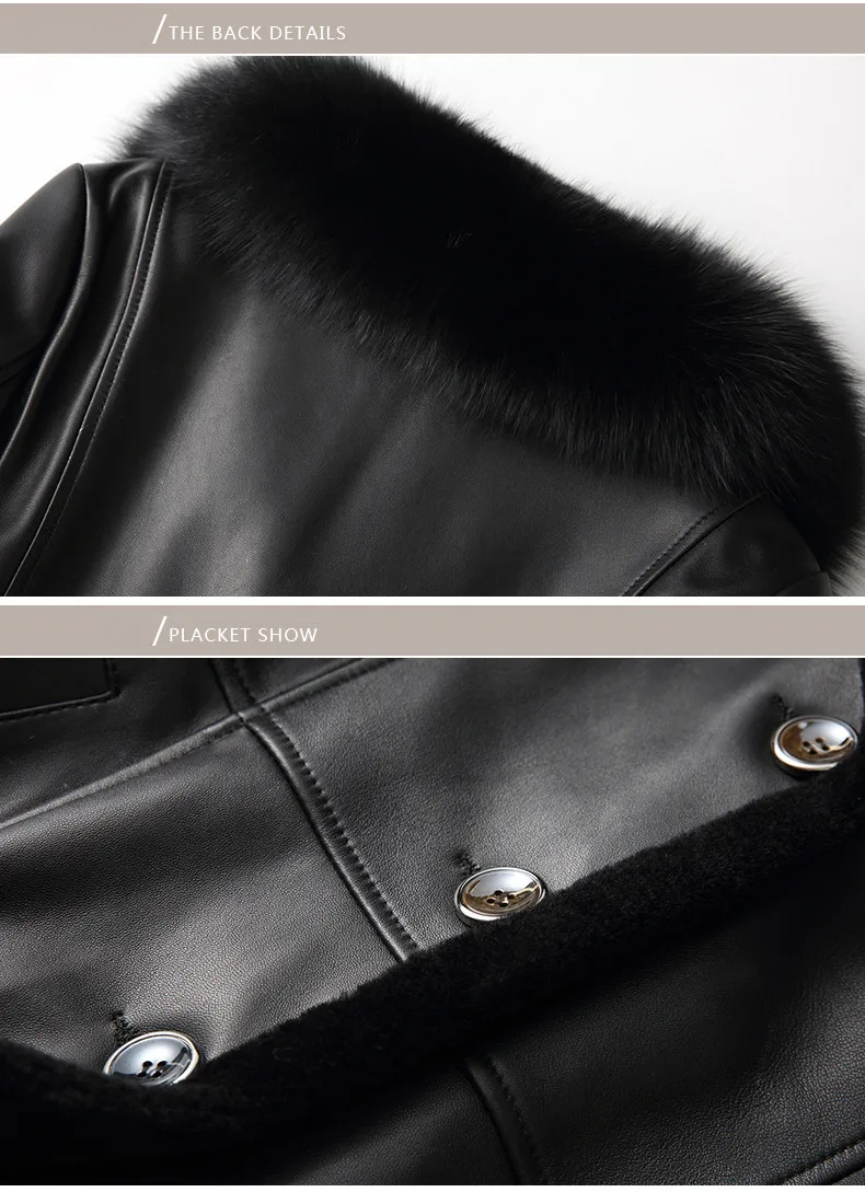 Роскошная зимняя женская куртка из натуральной кожи с лисьим меховым воротником, пальто из натуральной овчины, Женская Толстая теплая шерстяная Верхняя одежда PY026
