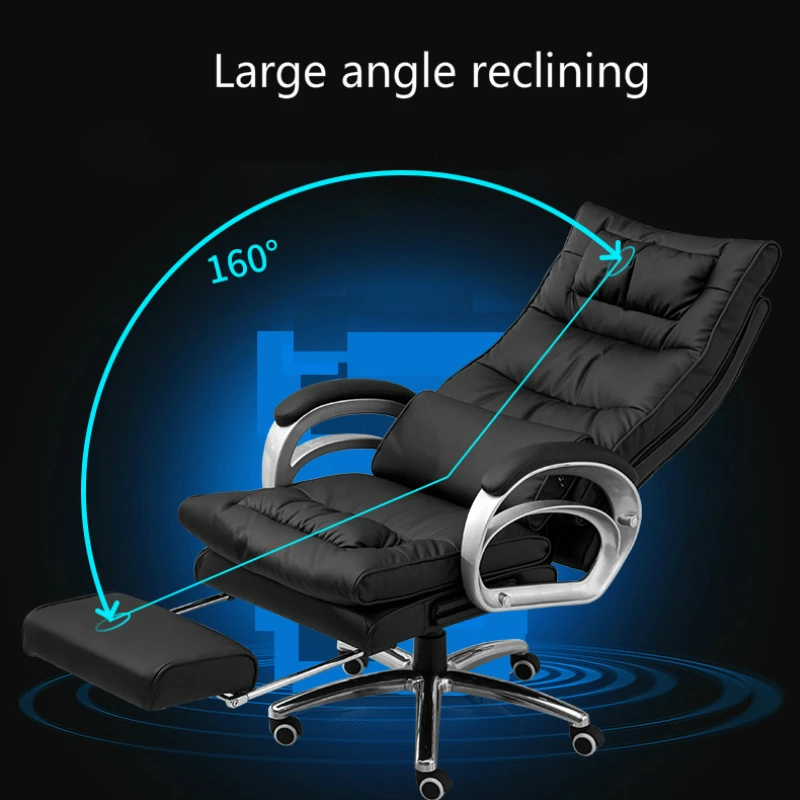 Office Chair Lifted Rotated Gaming Seat with Footrest Massage Computer Chair Reclining Boss Stool Simple Household