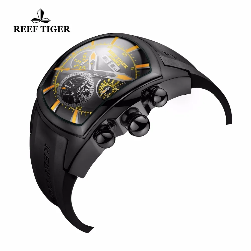 Reef Tiger/RT большие спортивные часы мужские Tourbillon резиновые автоматические механические светящиеся водонепроницаемые часы Relogio Masculino RGA3069